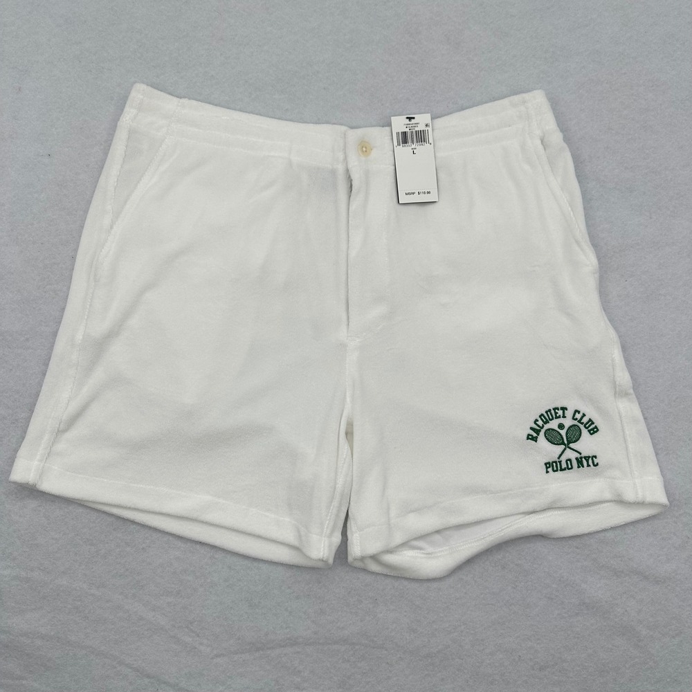 Polo Ralph Lauren Racquet Club Polo NYC White Terry Cloth Shorts Mens Large NWT